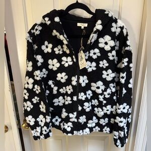 Easel Floral Hooded Sherpa Jacket
